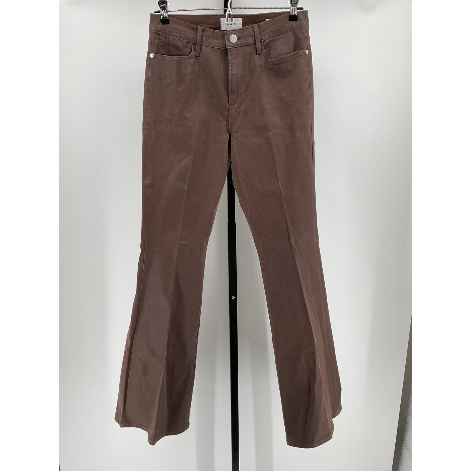 Frame 'Le' Brown Cotton High Flare Coated Size 31