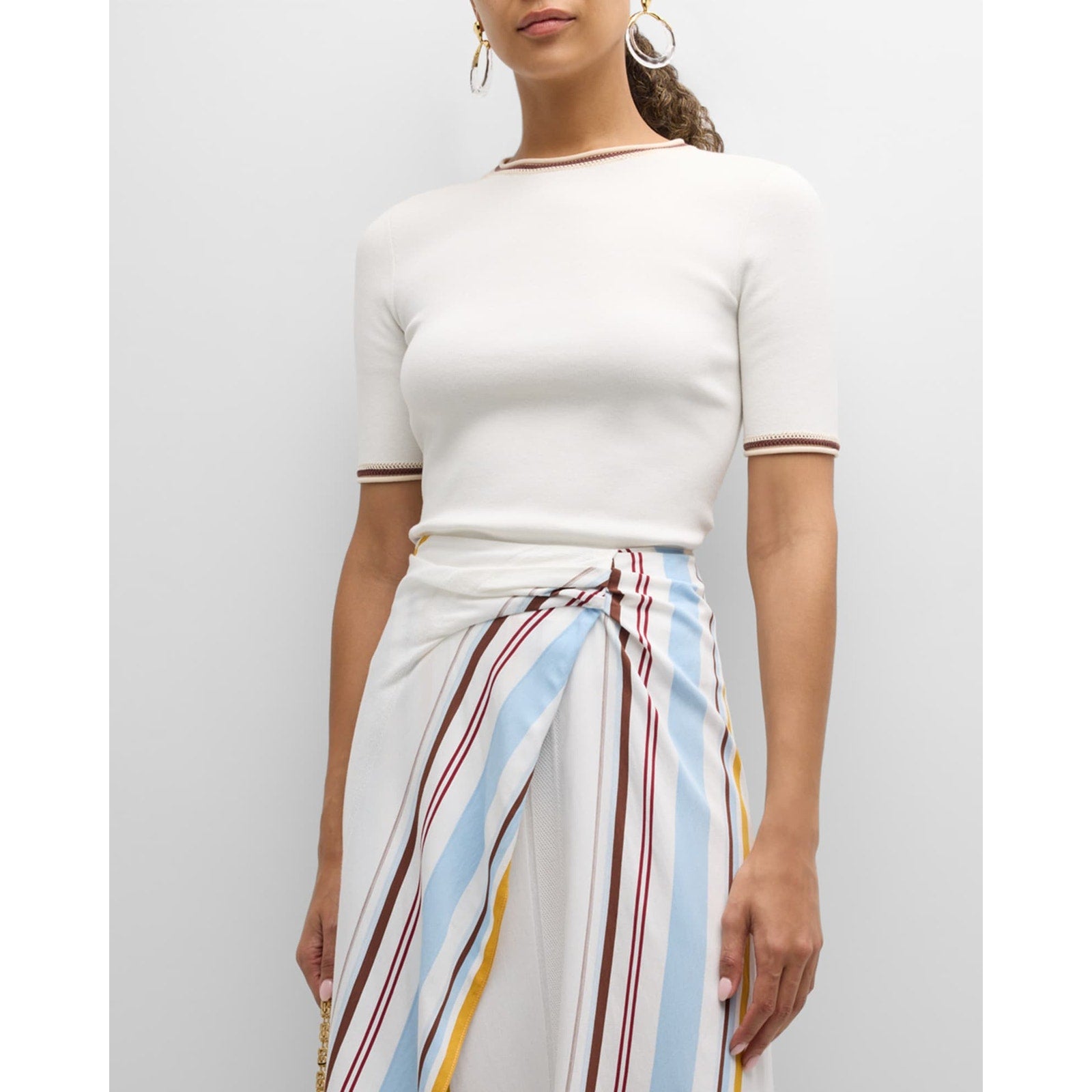 A.L.C. 'Janie' White Knit Short-Sleeve Top Size M