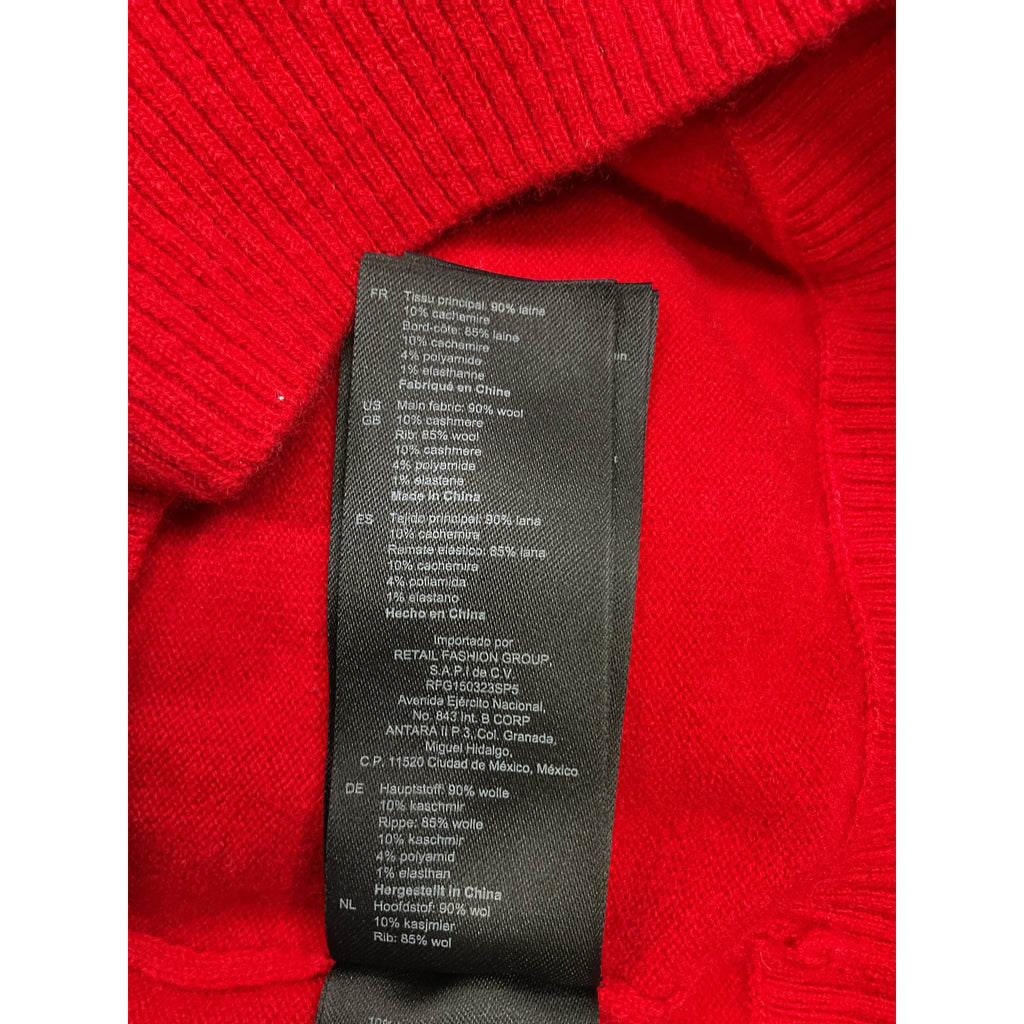 Sandro Ruffled Red Wool Crop Sweater Size M