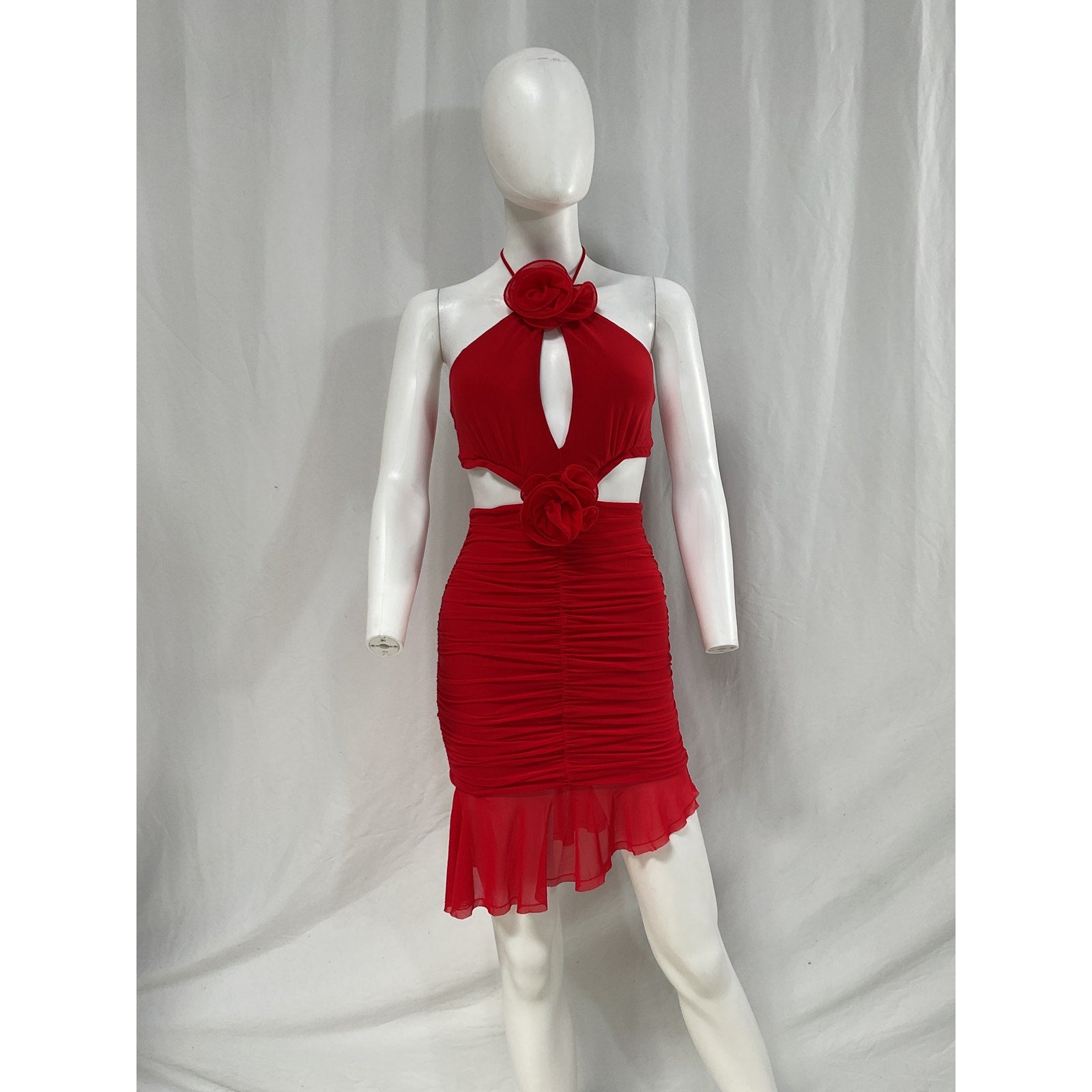 Majorelle 'Yesenia' Red Cut Out Floral Accents Mini Dress Size XXS
