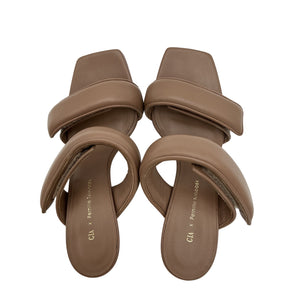 Gia Borghini Padded Tan Pernille Teisbaek Two Strap Sandal Size 37.5 EU / 7.5 US