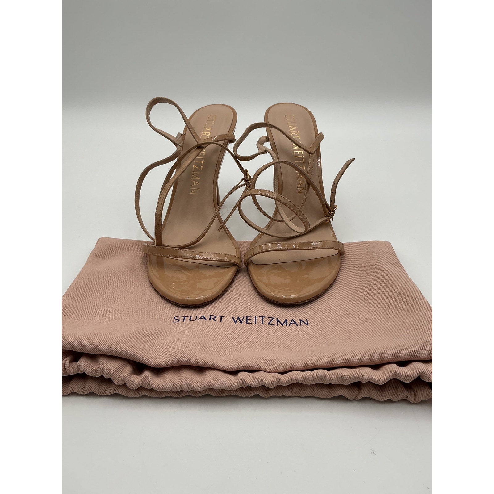 Stuart Weitzman 'Merinda' Tan Leather Heeled Sandals Size 7.5
