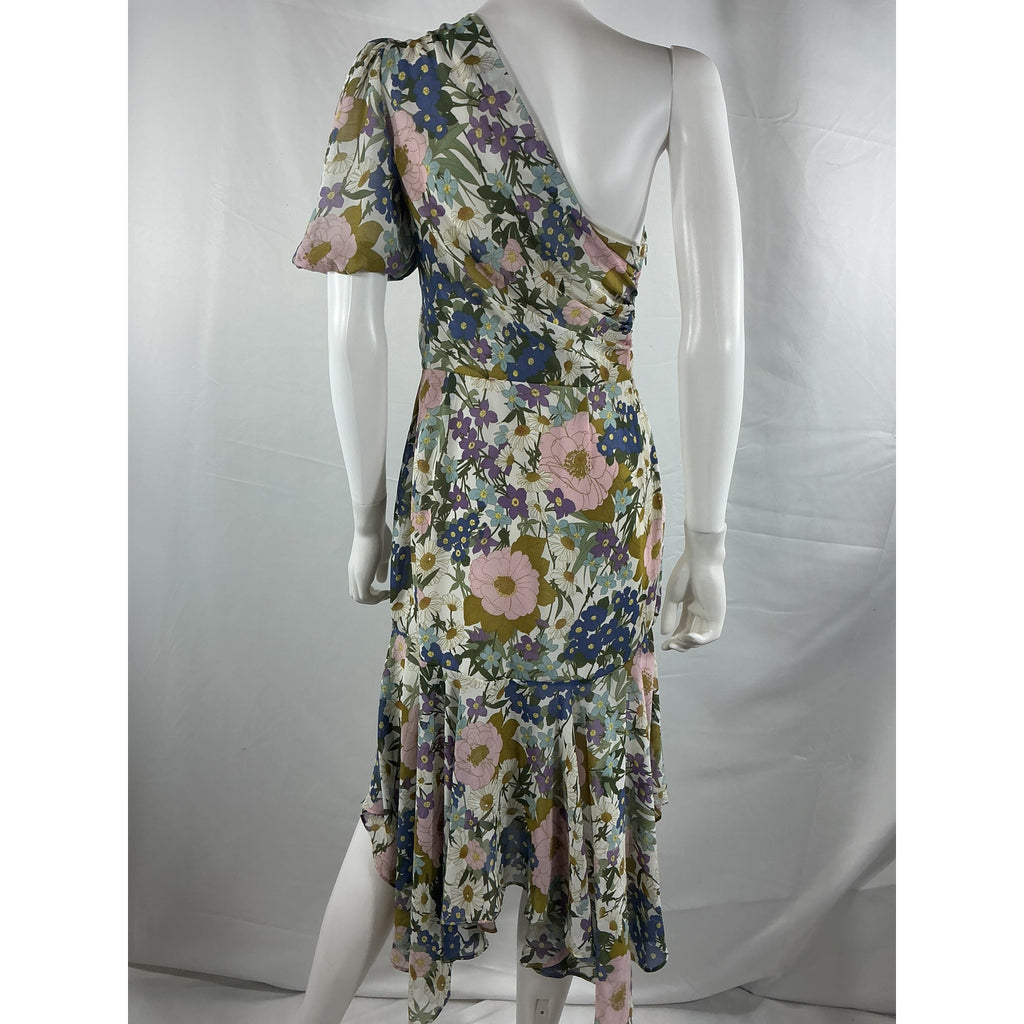 Astr The Label 'Santorini' Purple Polyester One Shoulder Midi Dress Size S