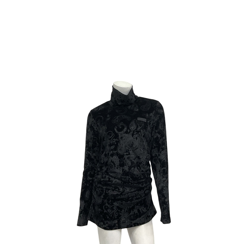 Ganni 'Velvet' Black Jersey Rollneck Sweater Size 40