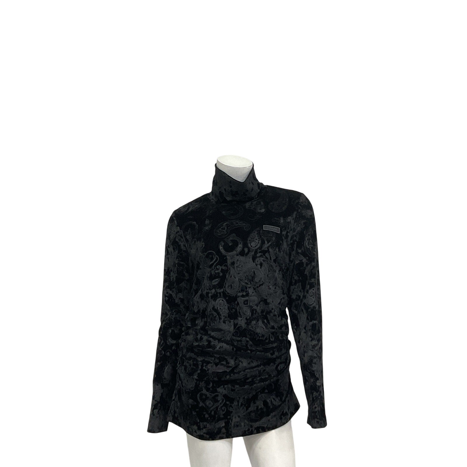 Ganni 'Velvet' Black Jersey Rollneck Sweater Size 40