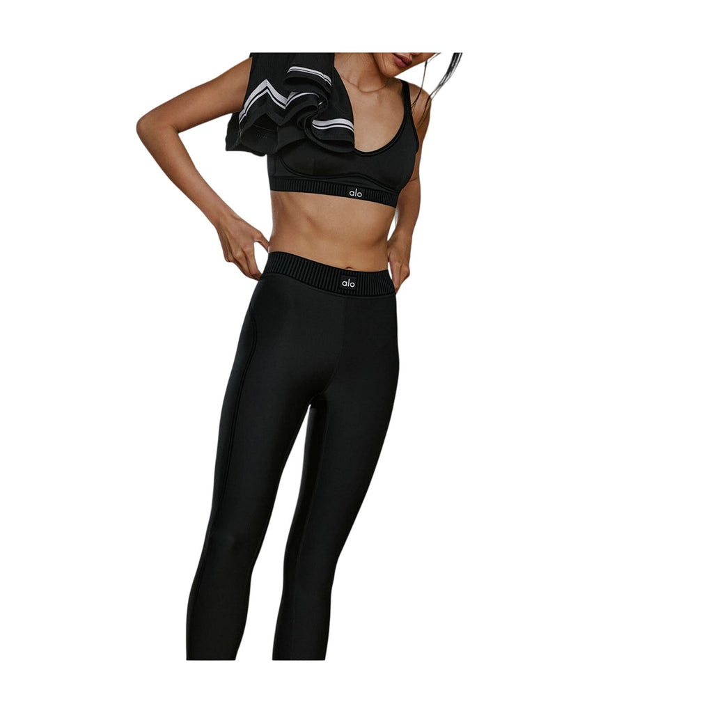 Alo Yoga 'Airlift' Black Polyester High-Waist 7/8 Line Up Legging Size S