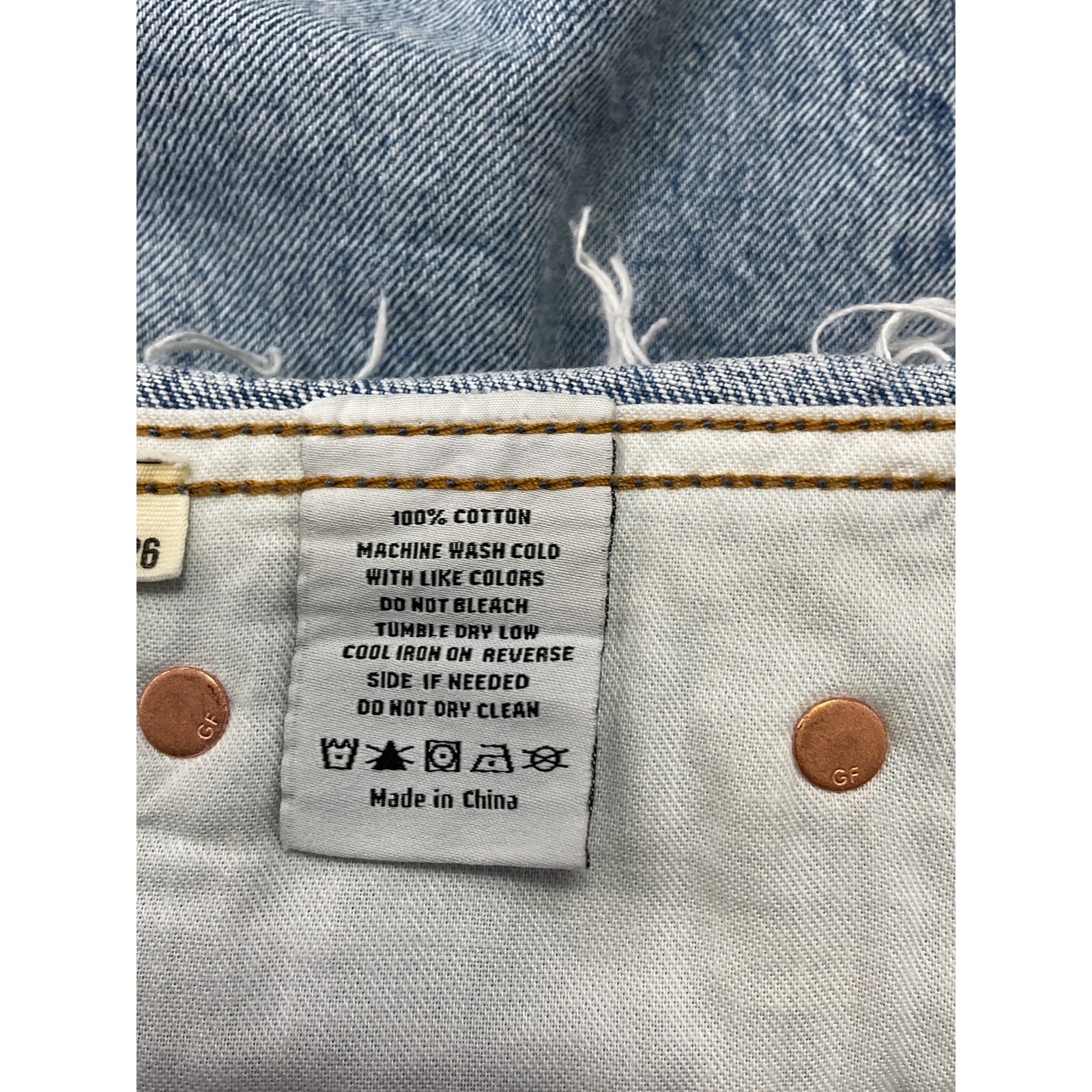 Grlfrnd 'Tali' Blue Cotton Belted Frayed Waist Mini Skirt Size 26