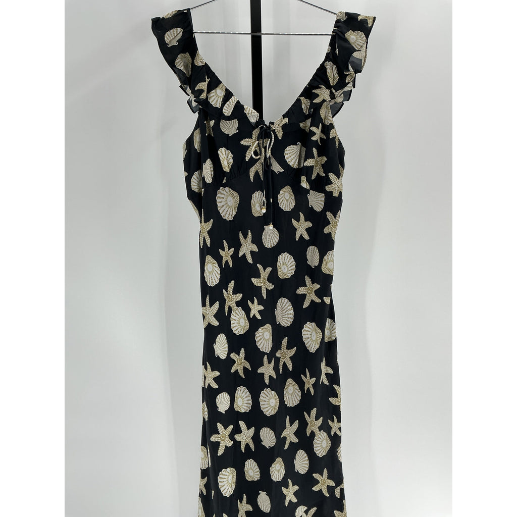 Saylor 'Gali' Black Viscose Seashell Print Dress Size XL