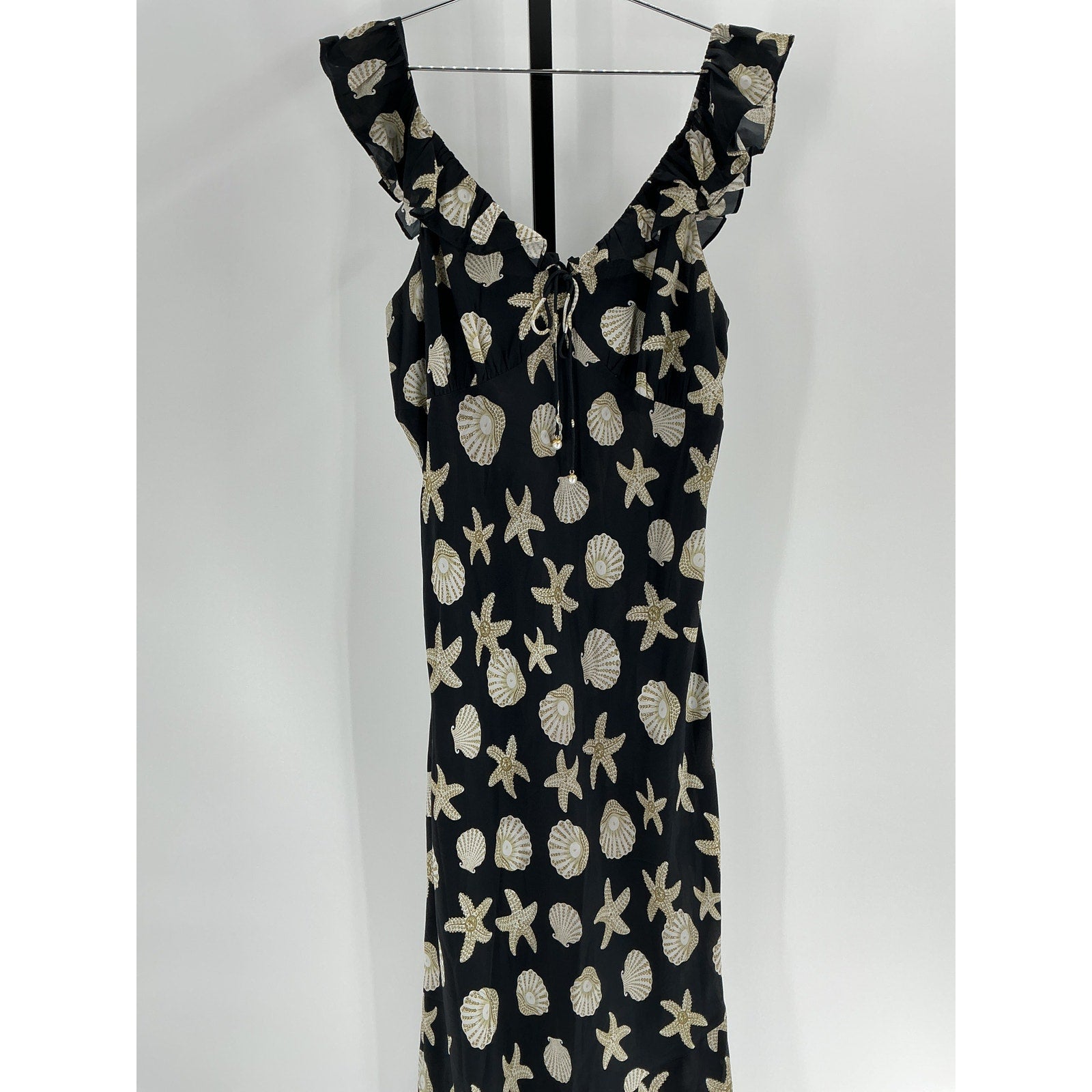 Saylor 'Gali' Black Viscose Seashell Print Dress Size XL