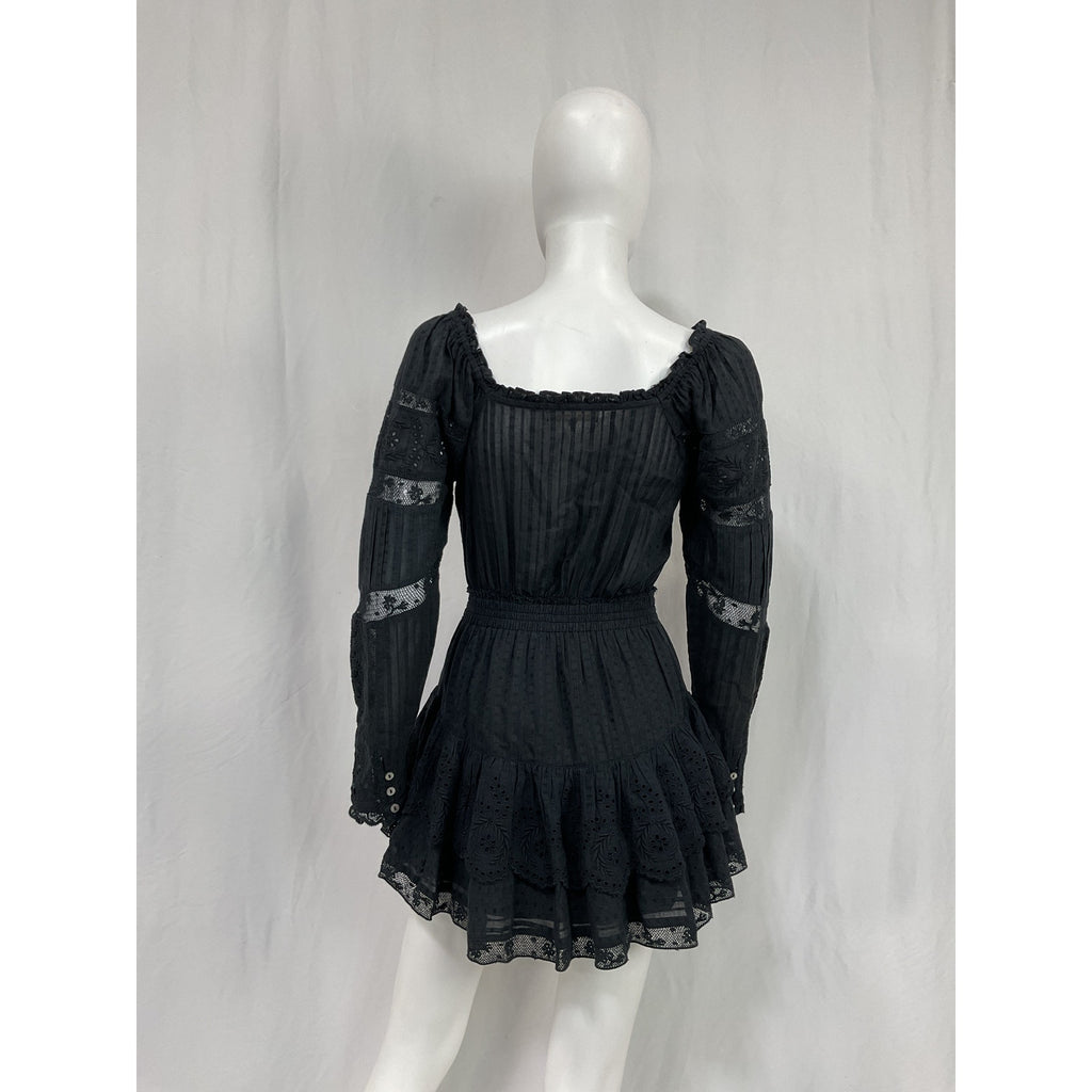 Loveshackfancy 'Sanaya' Black Cotton Mini Dress Size XS