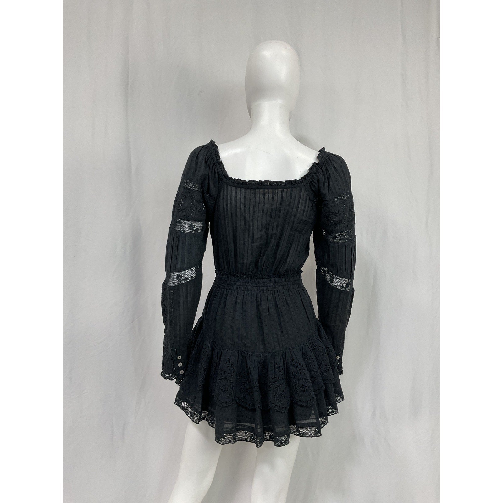 Loveshackfancy 'Sanaya' Black Cotton Mini Dress Size XS
