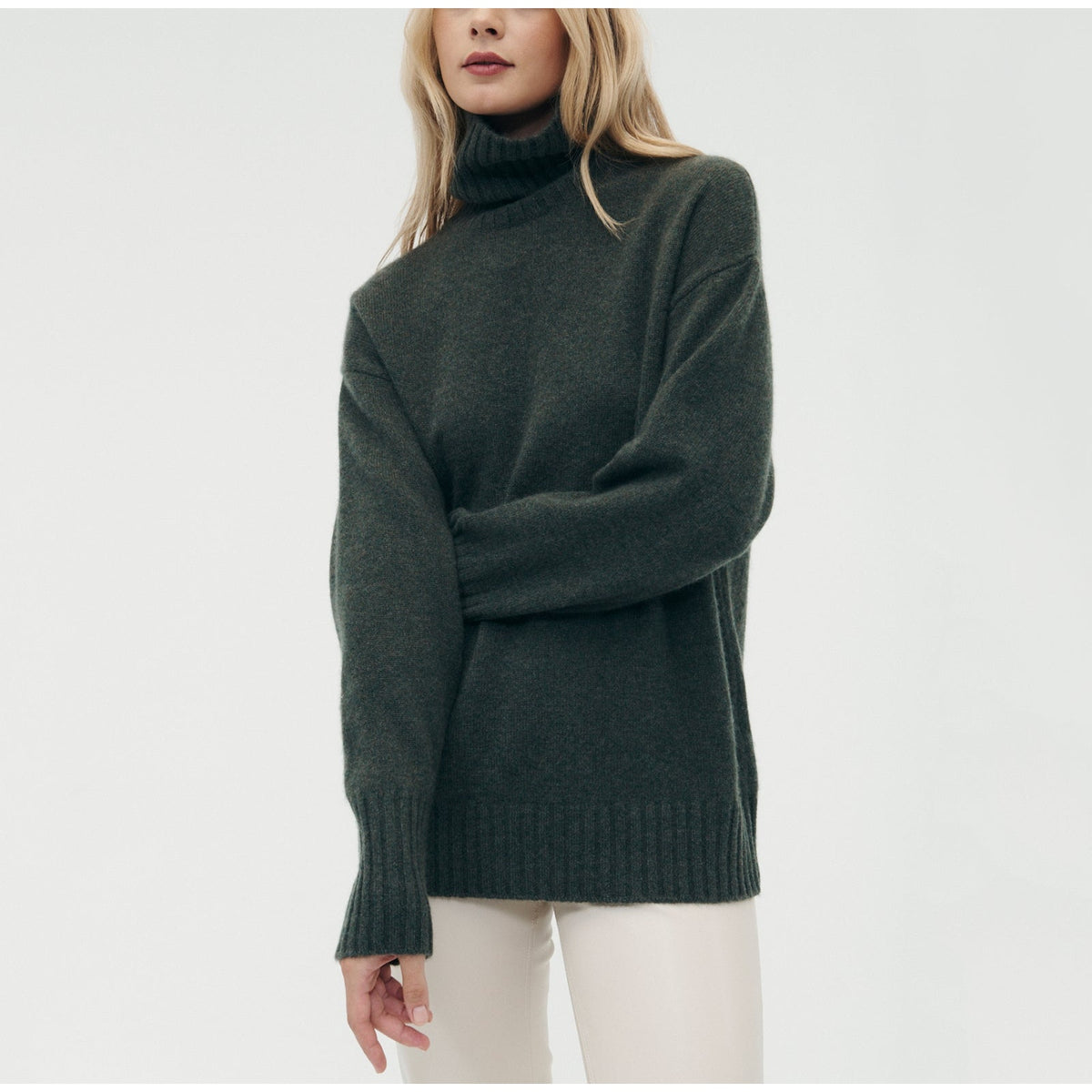 Naadam 'Luxe' Green Cashmere Turtleneck Tunic Size XS