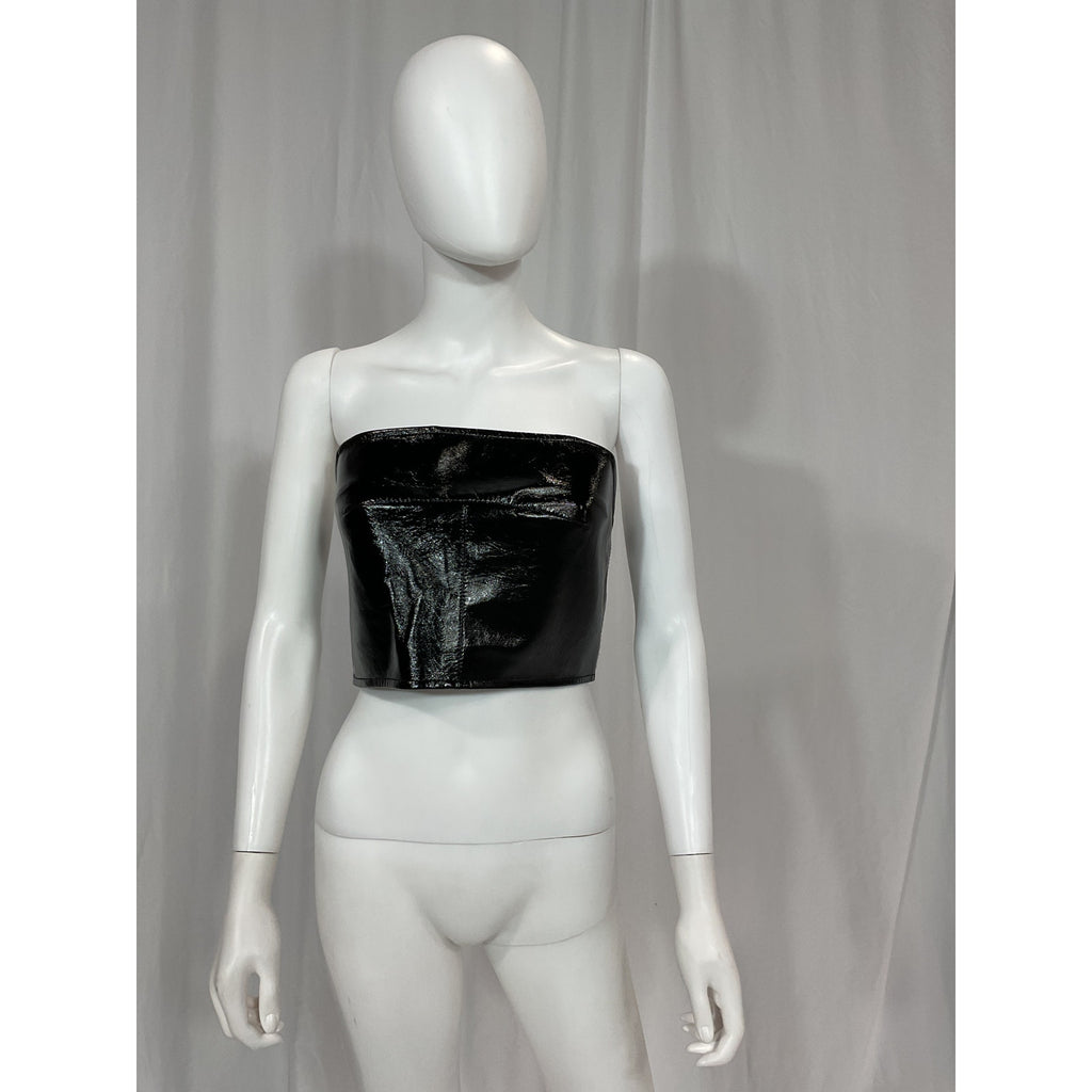 Aleksandre 'Akhalkatsishvili' Black Button Corset Faux-Leather Tank Top Size L