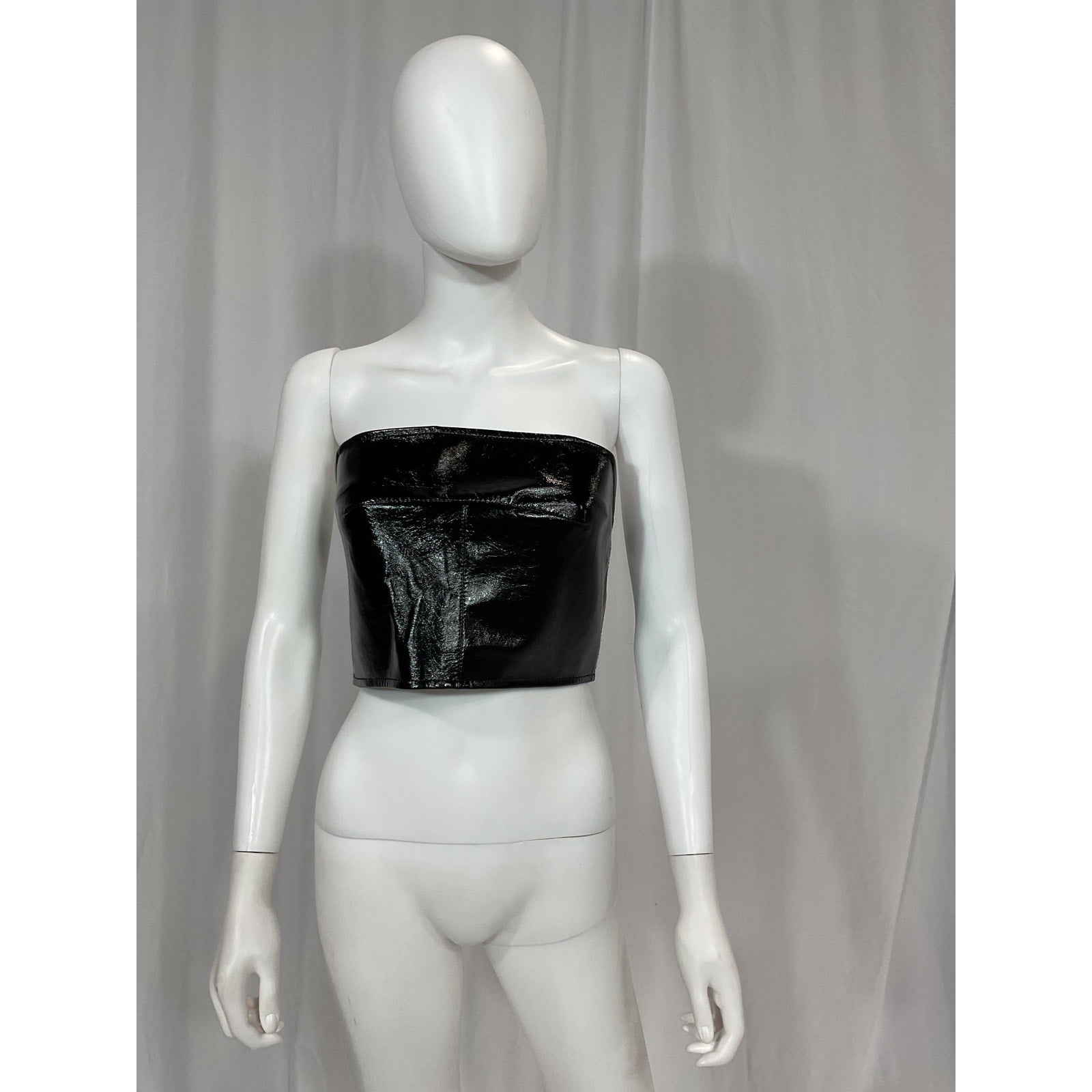 Aleksandre 'Akhalkatsishvili' Black Button Corset Faux-Leather Tank Top Size L