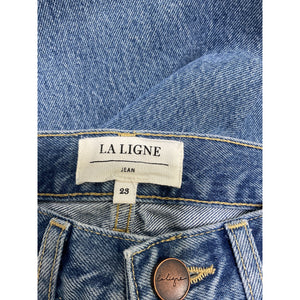 La Ligne 'Molly' Blue Cotton High-Rise Straight Denim Jean Size 23