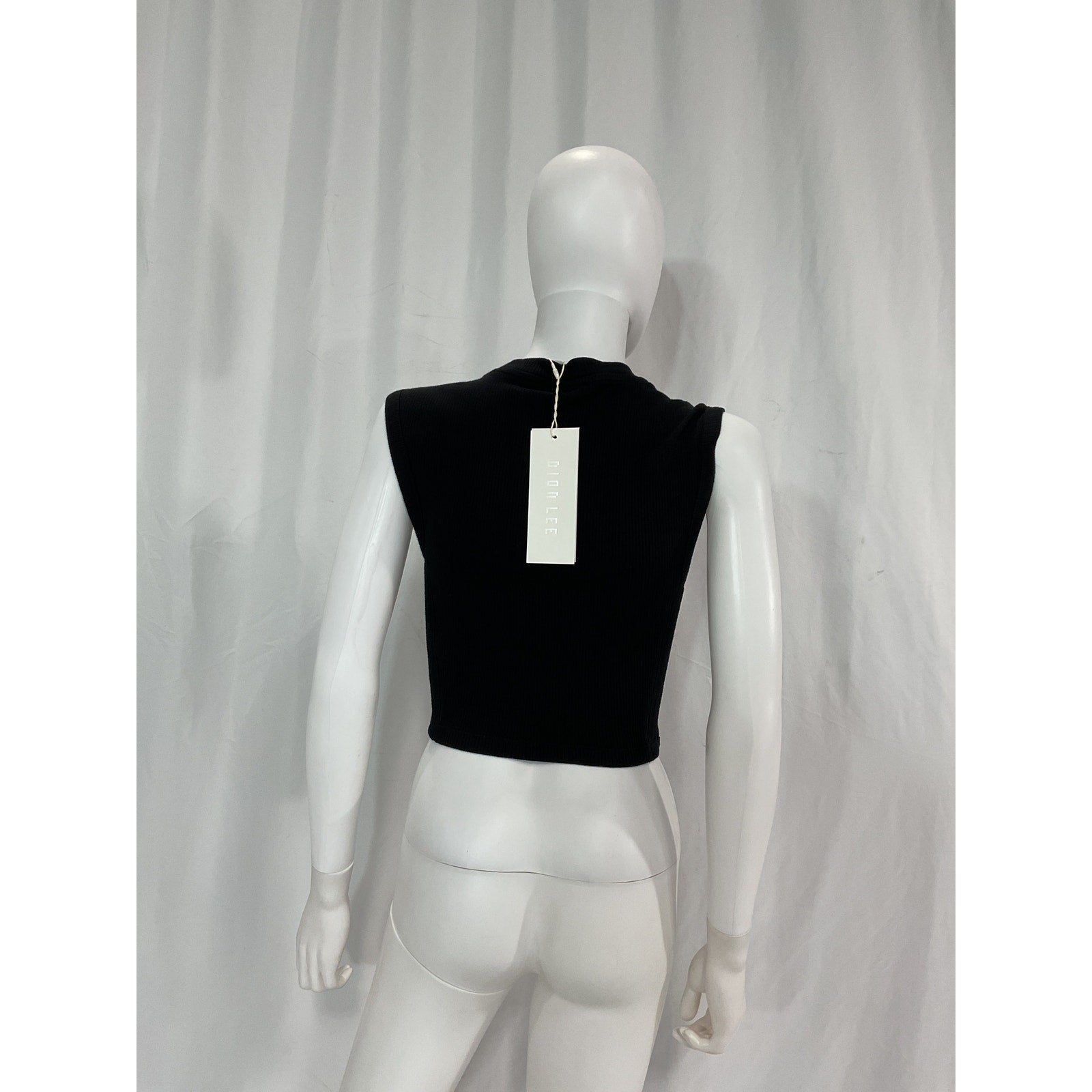 Dion Lee 'Inclusive' Black Cotton Crop Corset Detail Cotton Tank Size M - NWT