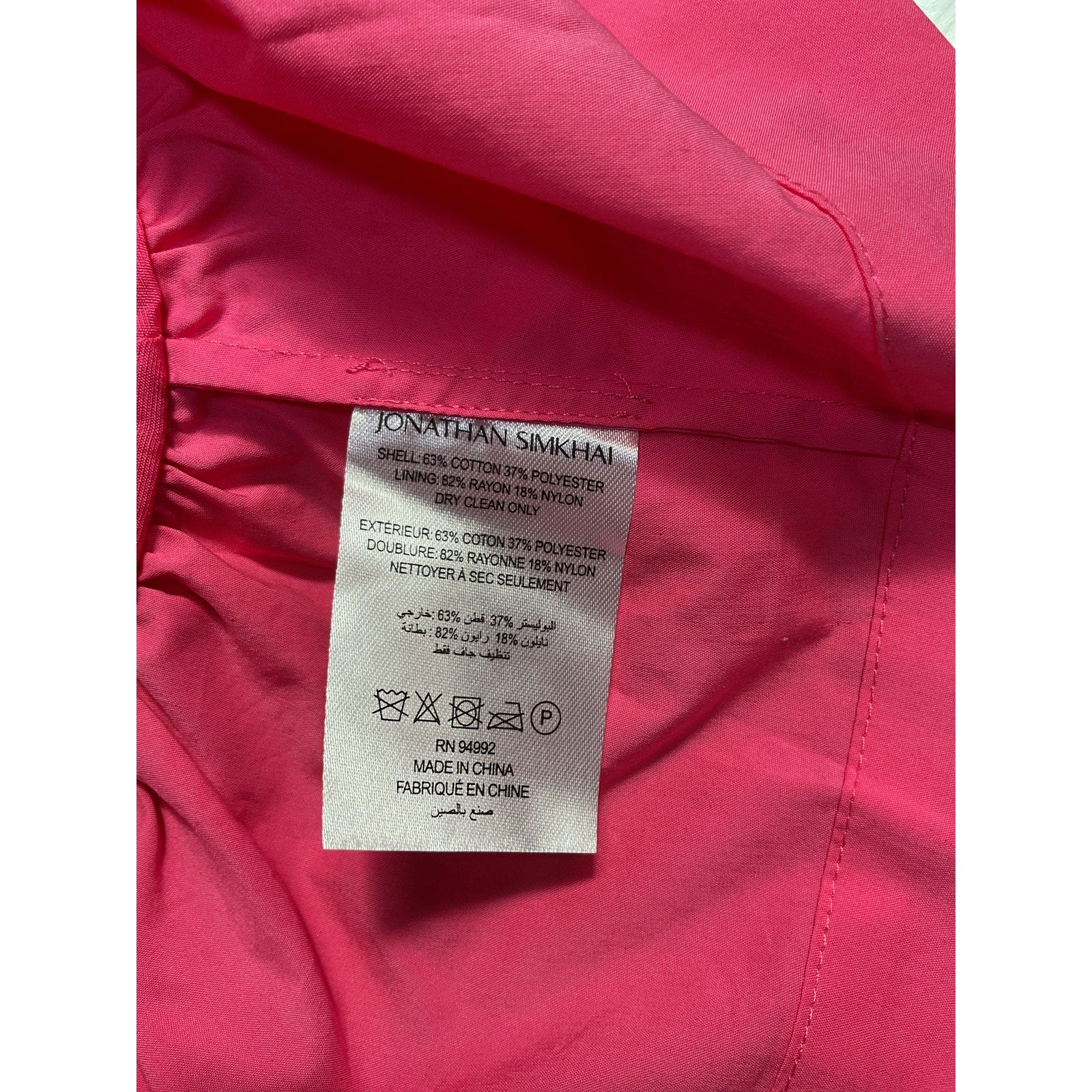 Simkhai 'Yuni' Pink Cotton Poplin Puff-Sleeve V Neck Top Size 12