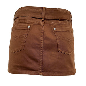 Blumarine Edgy Brown Buckle Mini Skirt Size 4