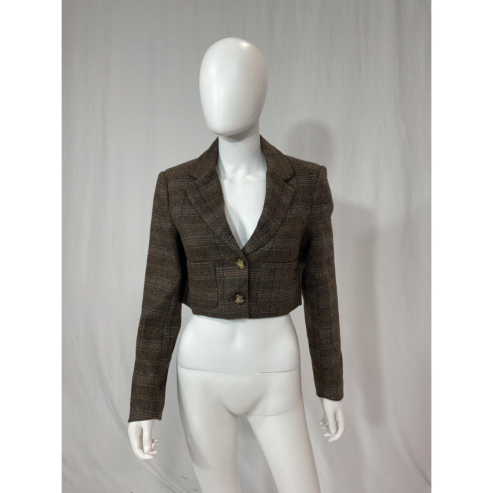 Astr The Label 'Siarah' Brown Cropped Twill Jacket Size XS
