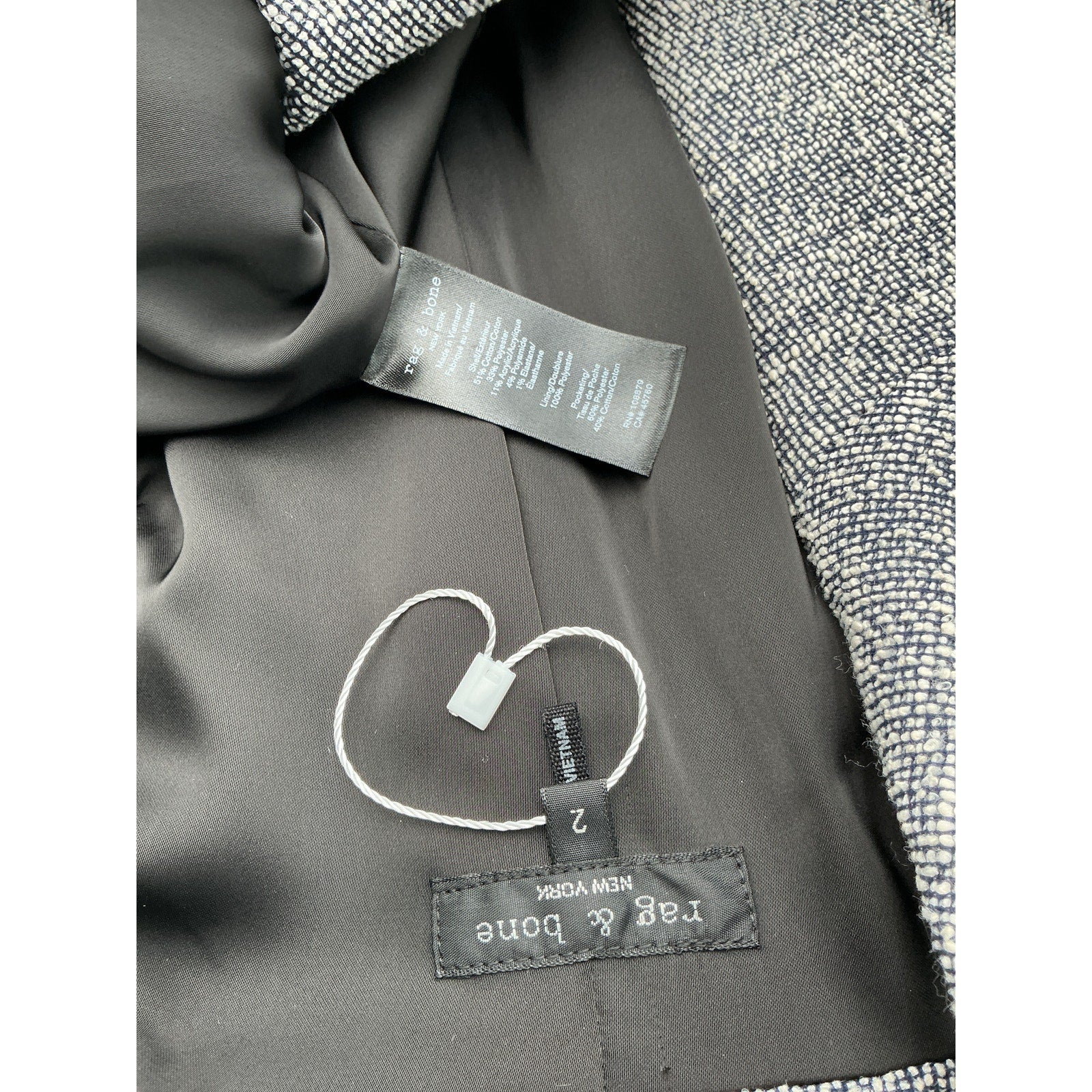 Rag & Bone 'Josie' Grey Cotton Italian Tweed Blazer Size 2