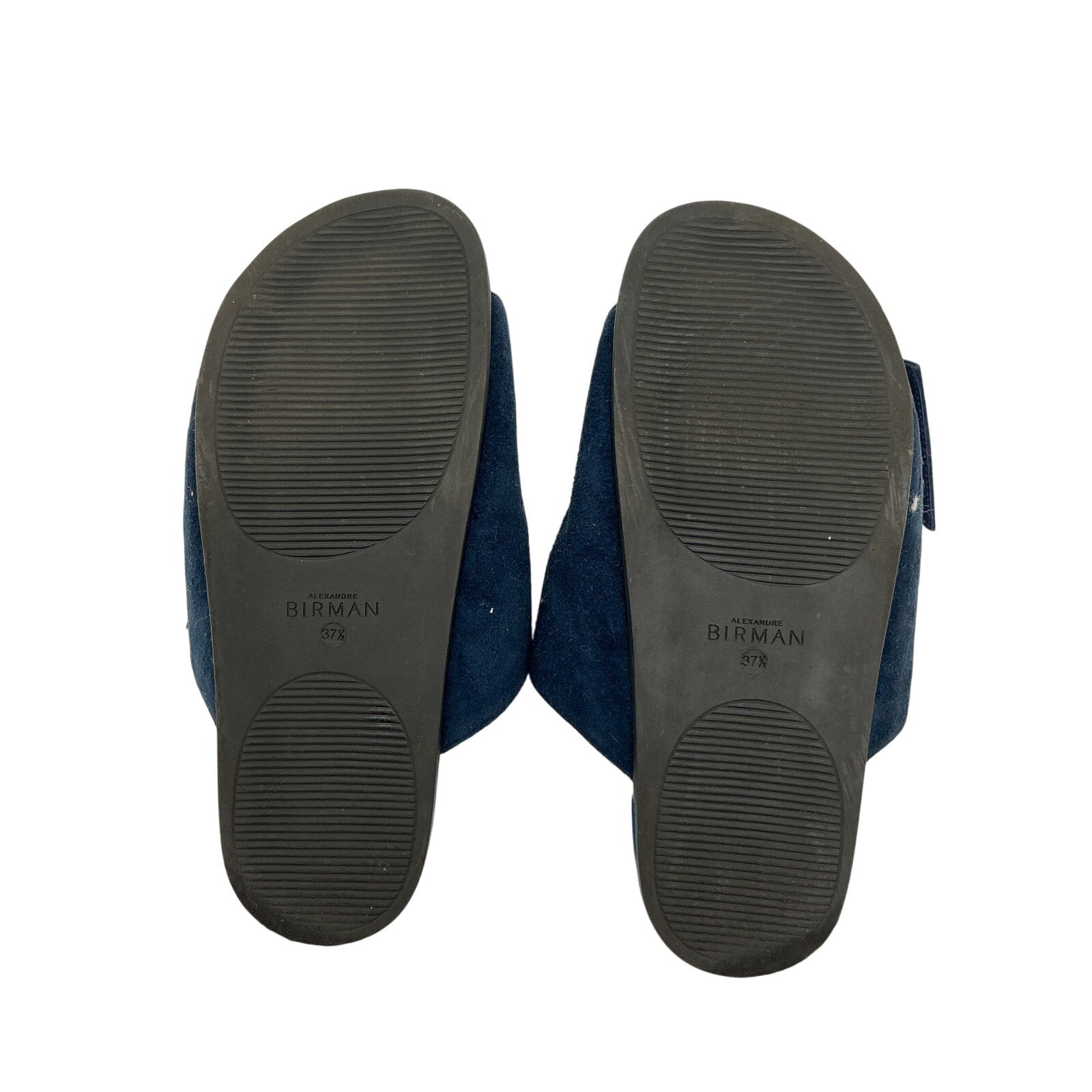 Alexandre Birman 'Clarita' Blue Bow-Embellished Shearling-Lined Suede Slides Size 7.5