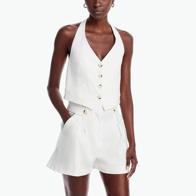 Veronica Beard 'Arabella' Off White Linen Halter Vest Size 4