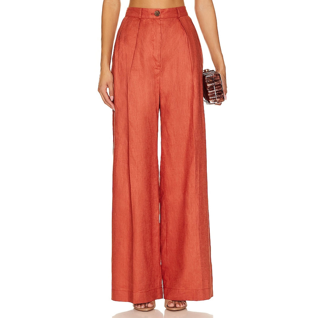 Matthew Bruch 'Pleated' Brown Linen Trouser Size  XS