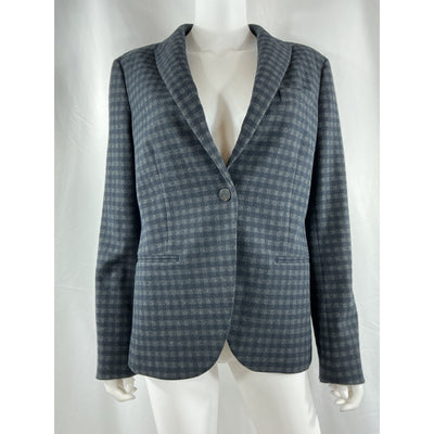 Theory 'Staple' Grey Polyester Gingham Blazer Size 6