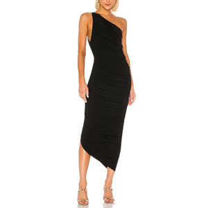 Norma Kamali Ruched Black Diana Gown Dress Size M