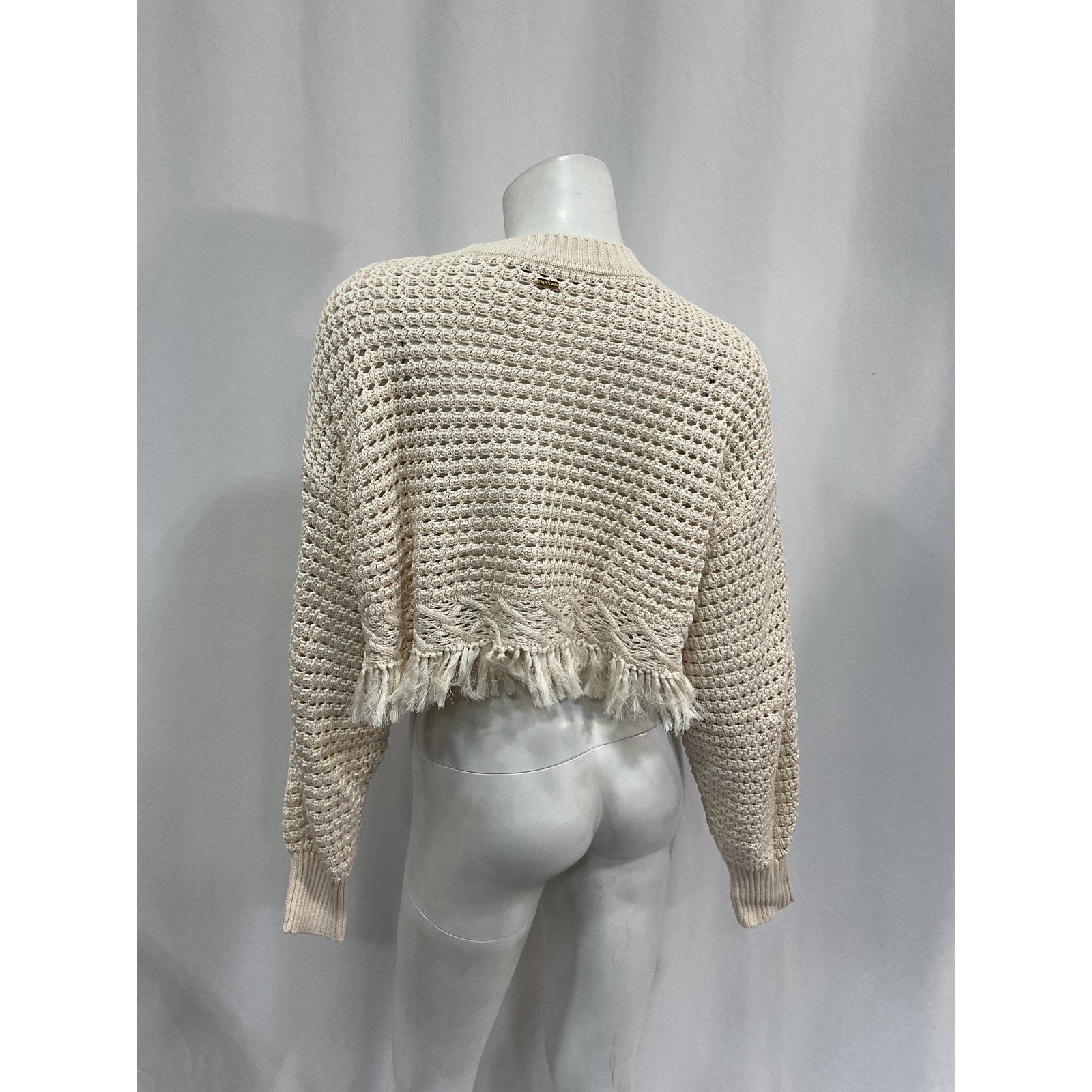 Toccin 'Rachel' White Cotton Fringe Cotton Cardigan Size XS
