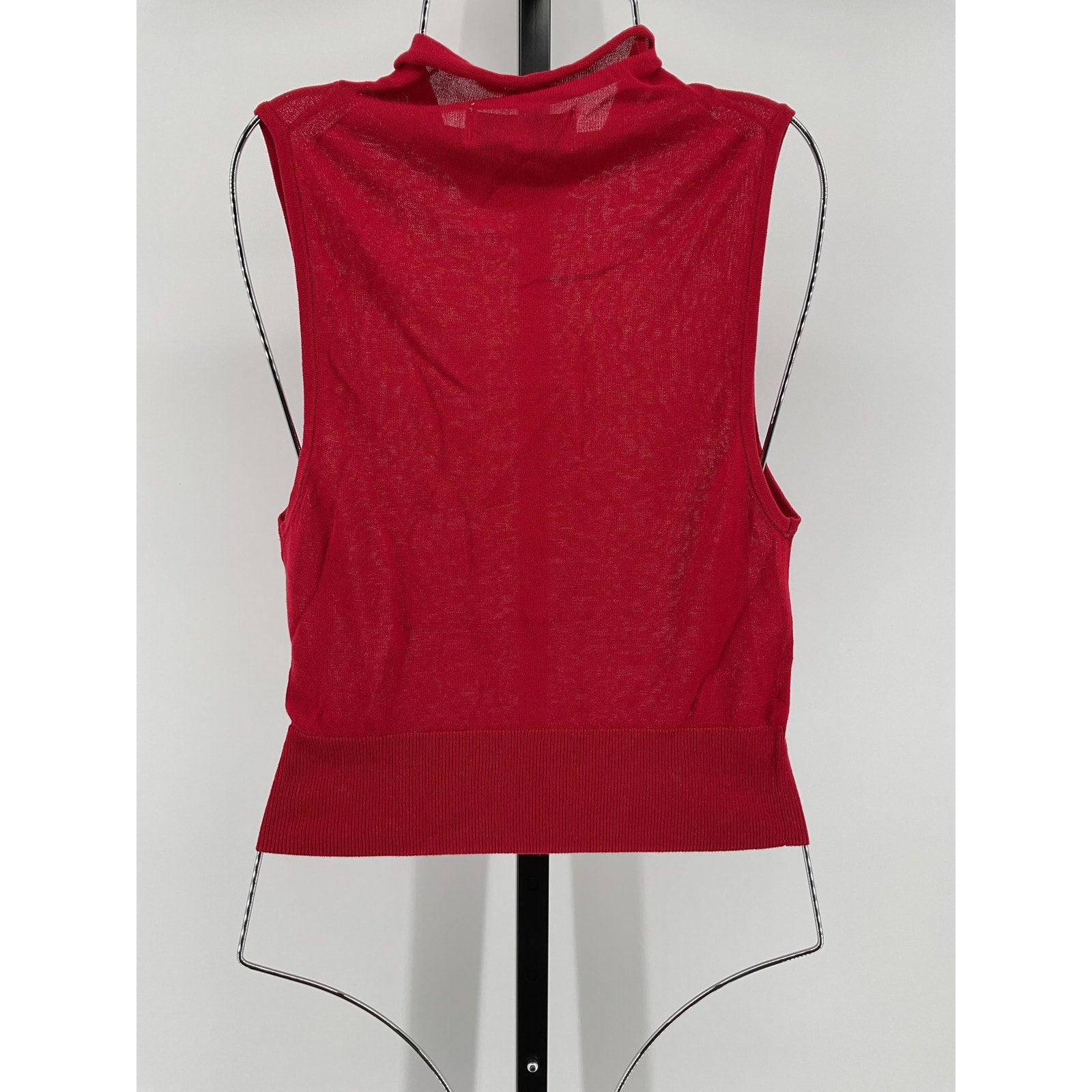 L'Academie 'Eldon' Red Cotton Sheer Sleeveless Turtleneck Top Size M