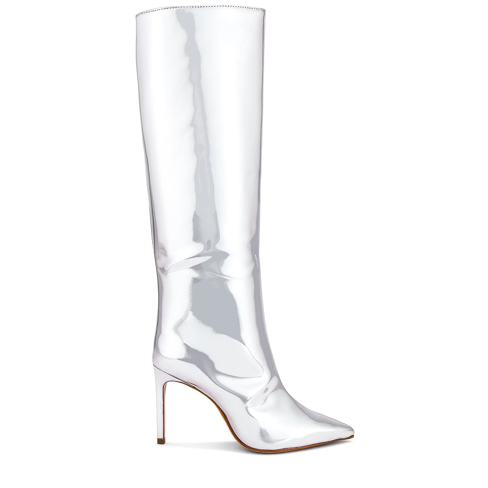 Schutz 'Mary Up' Silver Leather Stiletto Boot Size 7
