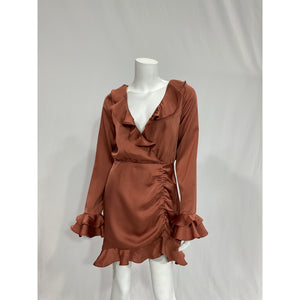 Majorelle 'Nelly' Brown Mini V Neck Dress Size M