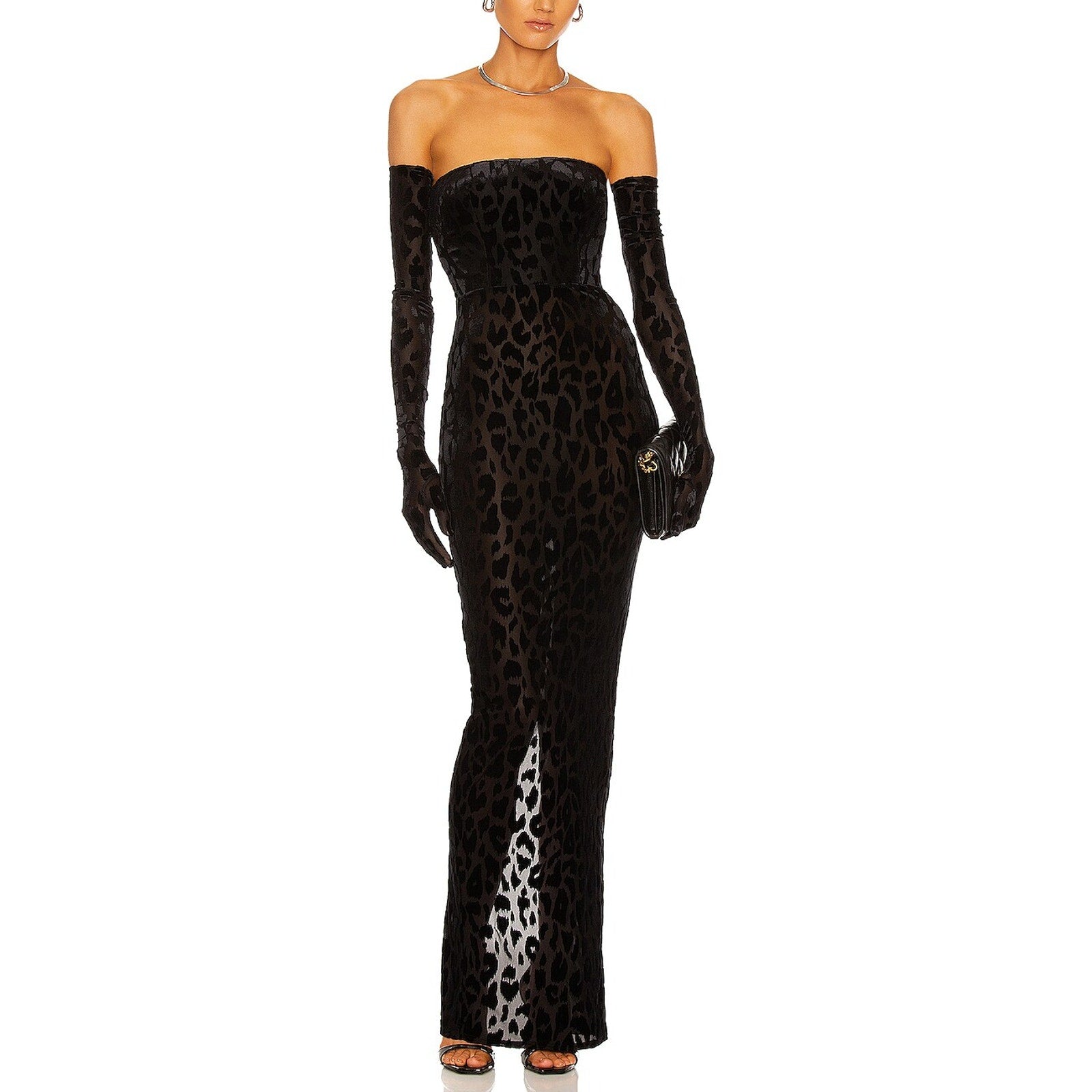 Alex Perry Black Polyester Dress With Gloves Size 4