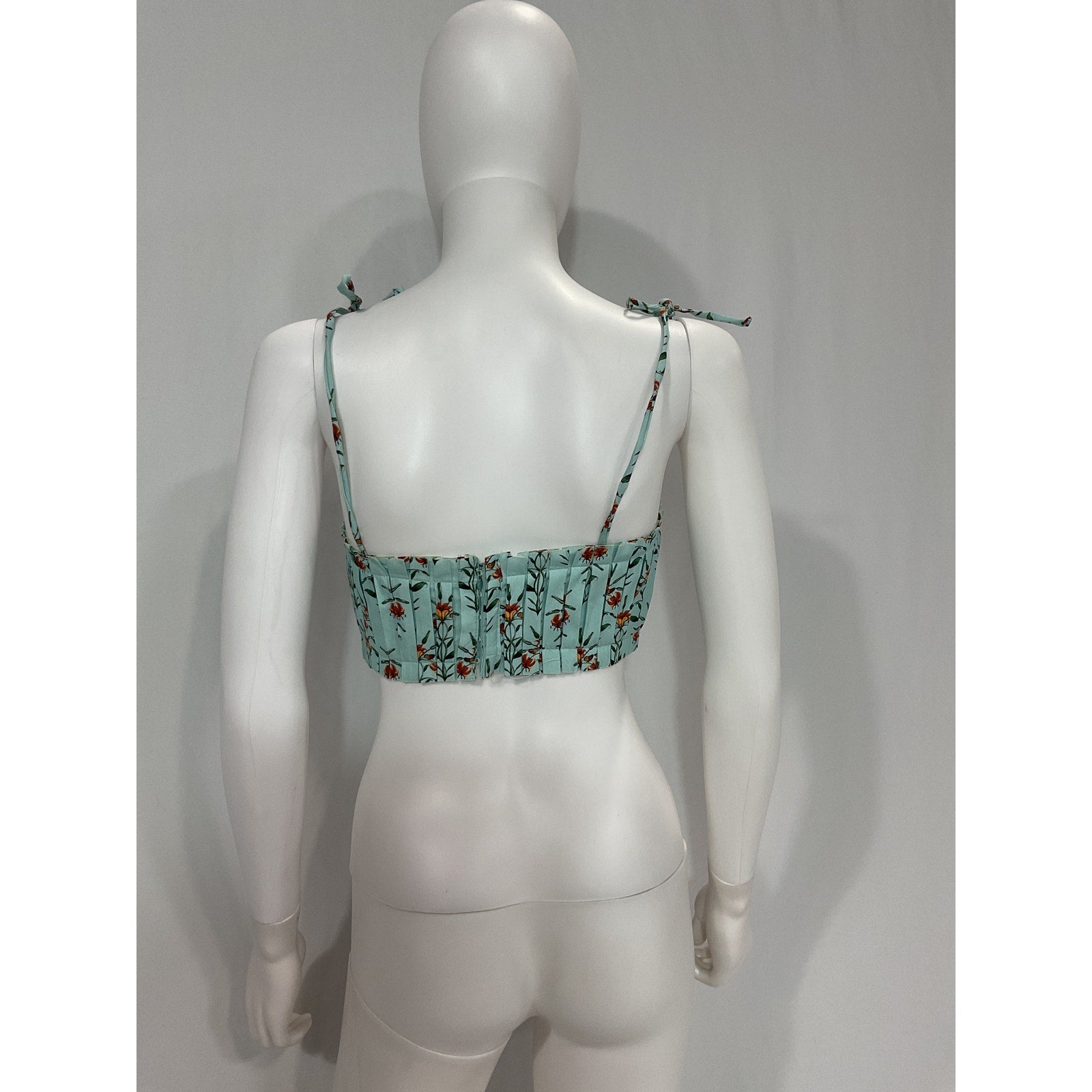 Agua By Agua Bendita 'Moringa Monrca Azul' Blue Floral Print Crop Top Size S