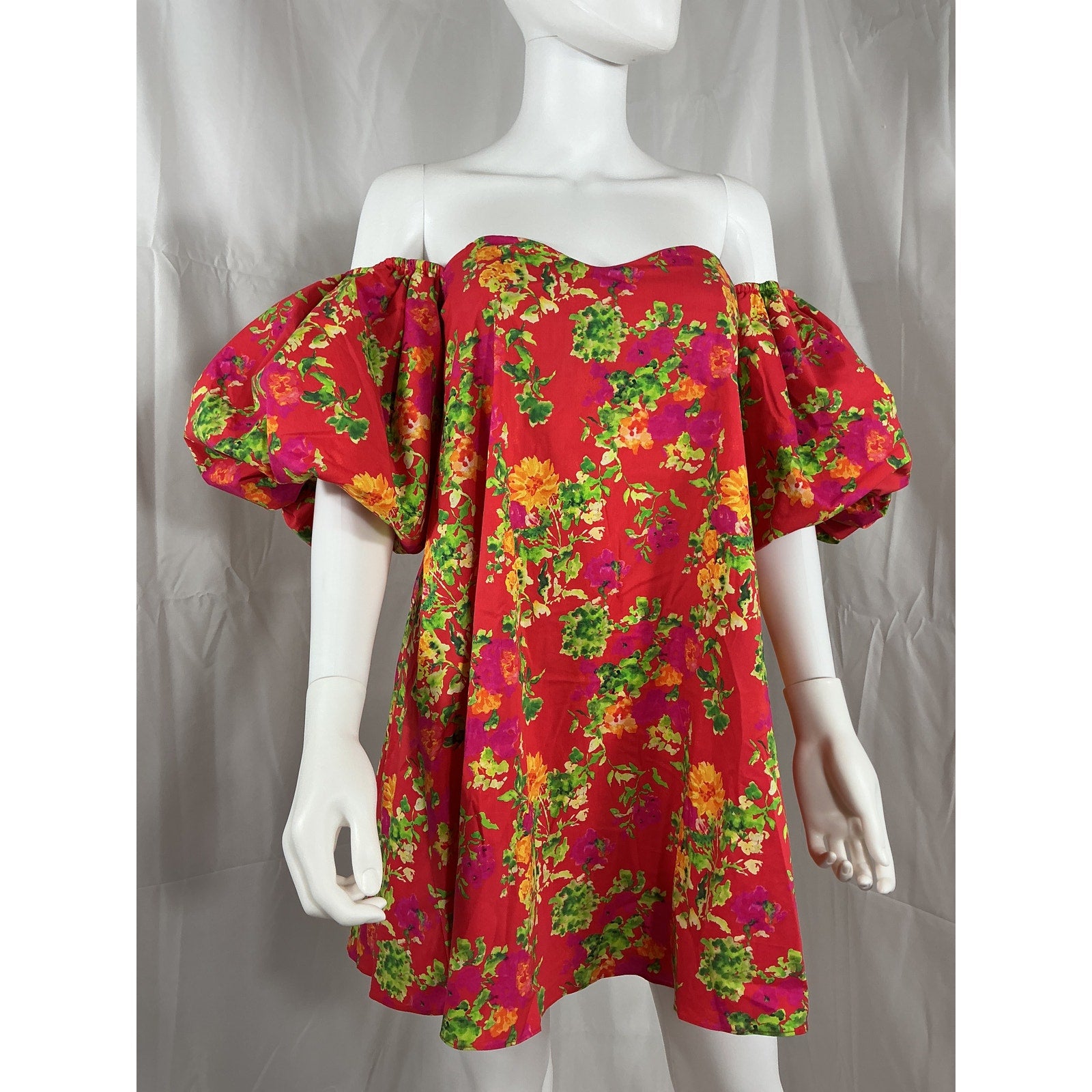 Caroline Constas 'Palmer' Red Poplin Off Shoulder Mini Dress Size XS - NWT