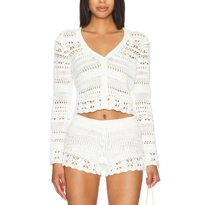 Loveshackfancy Crochet White Middleton Cardigan Size M