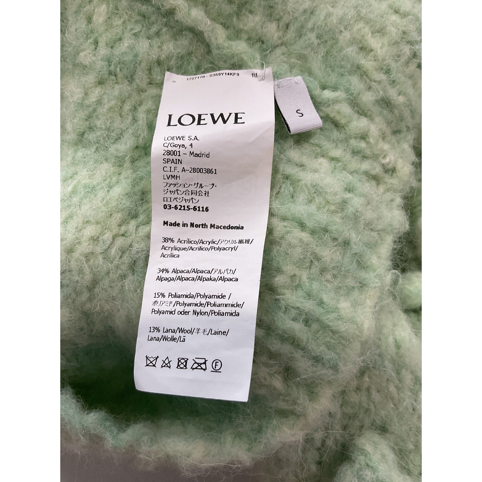 Loewe Cropped Green Acrylic Sweater With Dot Details Size S