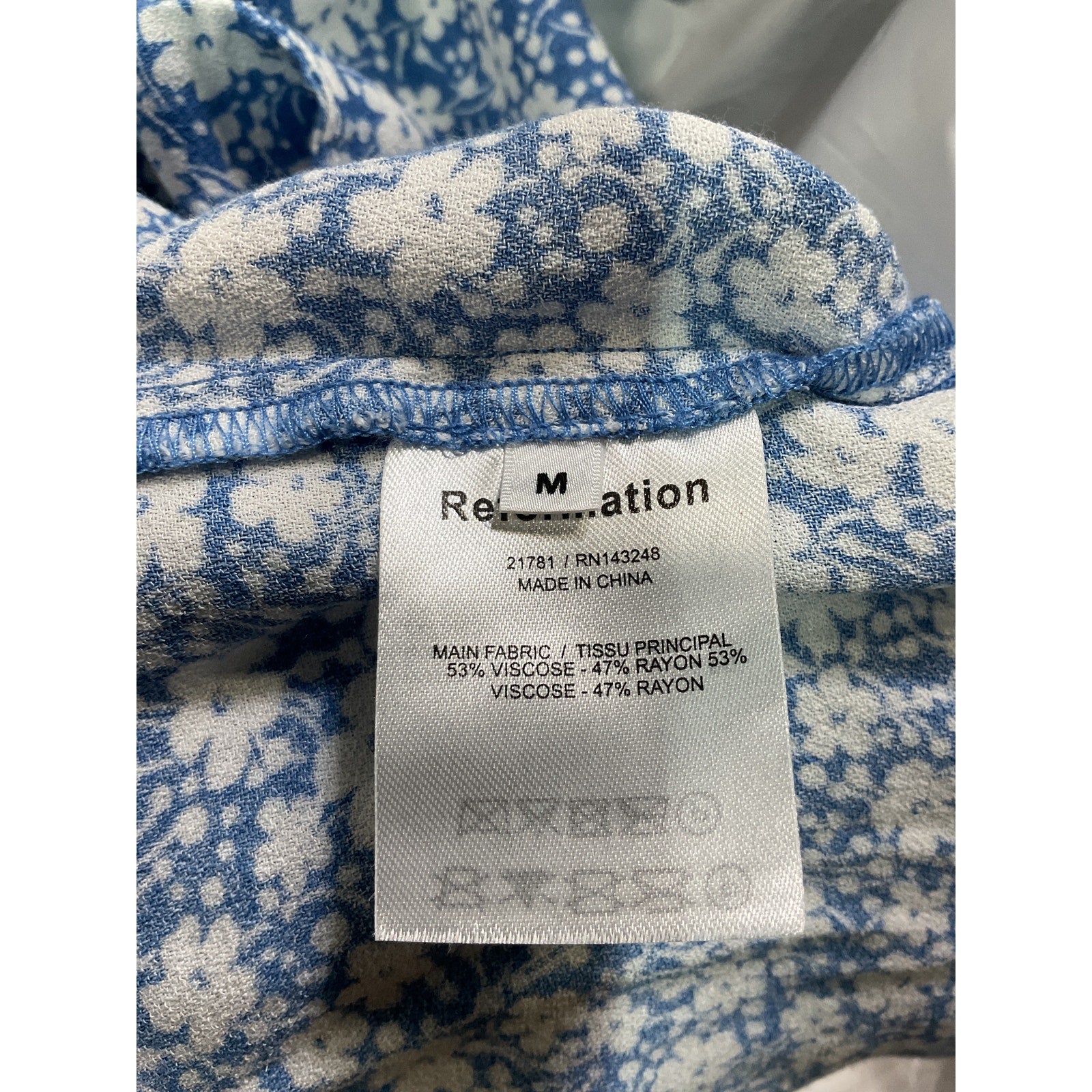 Reformation 'Simi' Blue Linen Dress Size 6