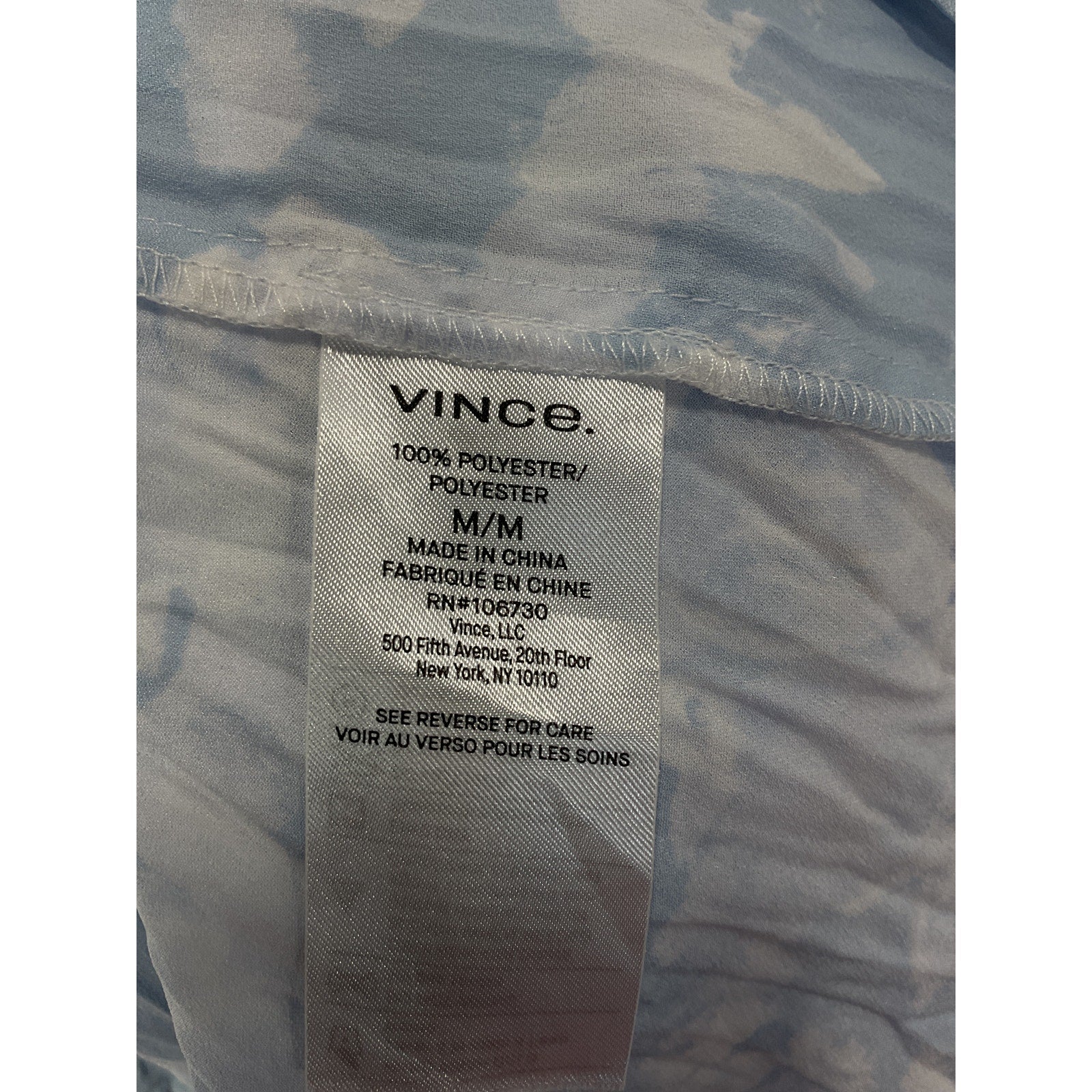 Vince 'Painted' Blue Magnolia Tie Waist V Neck Short Sleeve Tie Waist Midi Dress Size M