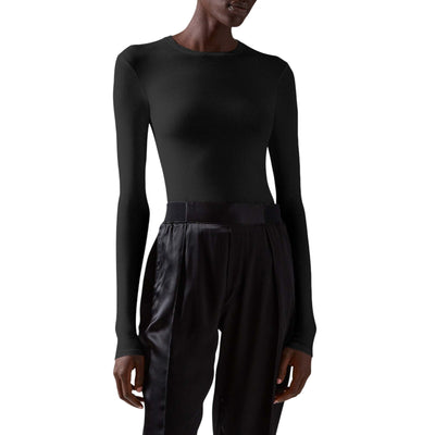 ATM Anthony Thomas Melillo Ribbed Black Modal Crewneck Top Size XS