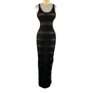 Saint Laurent Crochet Black Raye Dress Size S