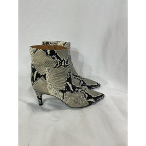 Aquatalia 'Marabella' White Leather Snake Embossed Heeled Boot Size 7.5 M
