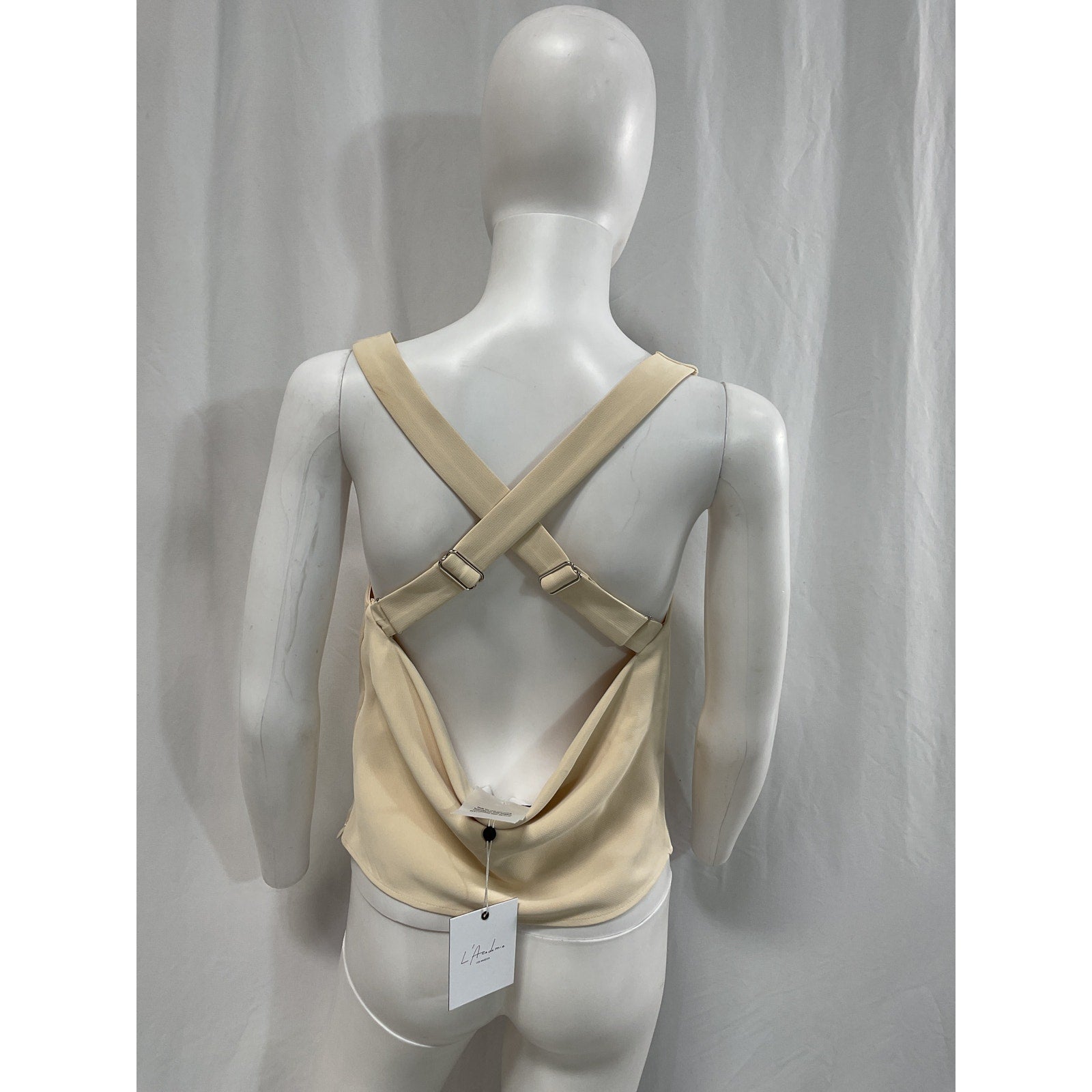 L'Academie 'Yvette' Beige Crepe Cowl Top Size XS - NWT