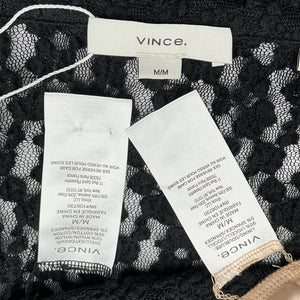 Vince Sheer Black Floral Lace Button-Up Blouse Size M