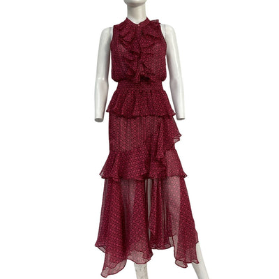 Misa Los Angeles Ruffled Cardinal Tile Ilona Dress Size XS