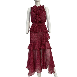 Misa Los Angeles Ruffled Cardinal Tile Ilona Dress Size XS