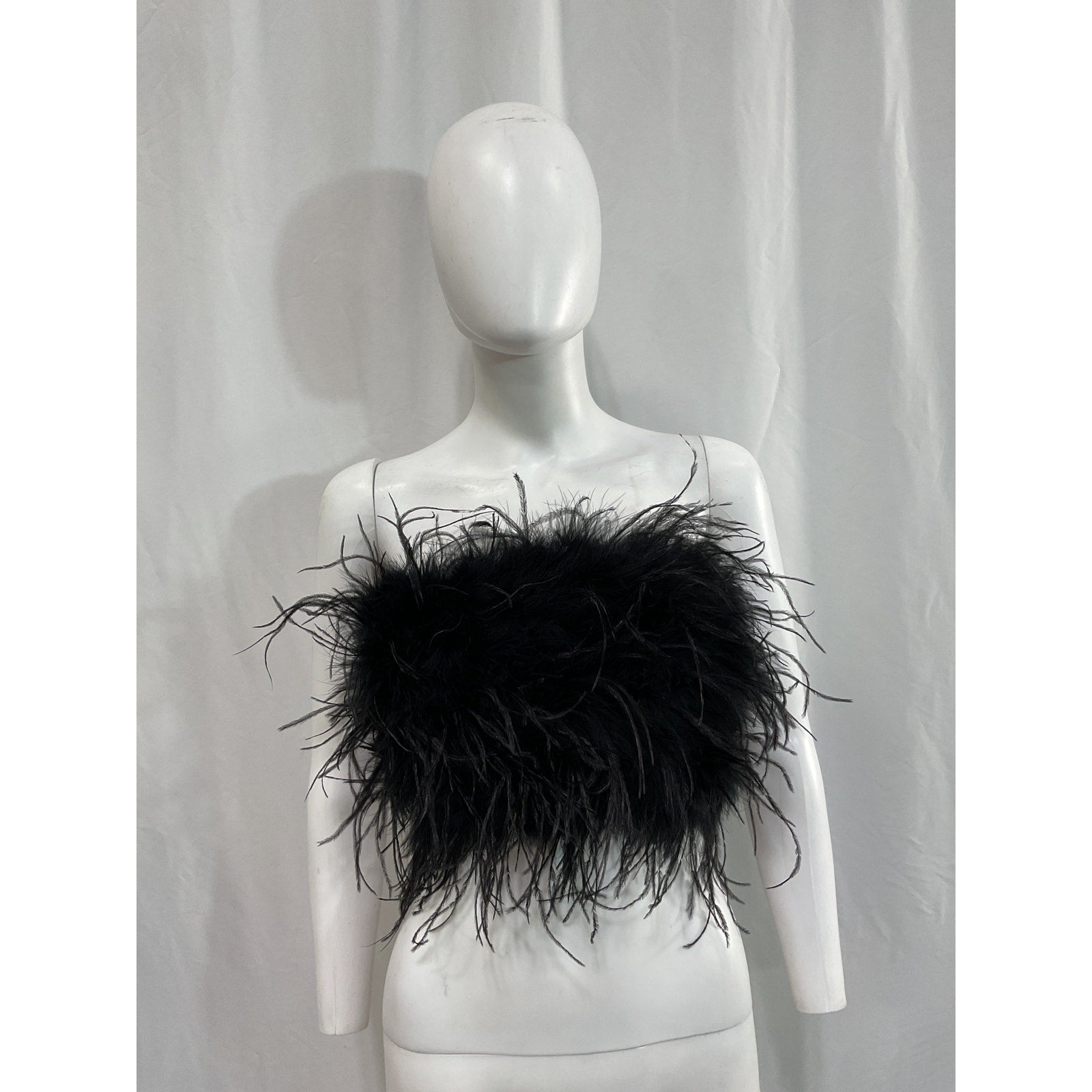 Lamarque 'Zaina' Black Cropped Feathered Top Size XS