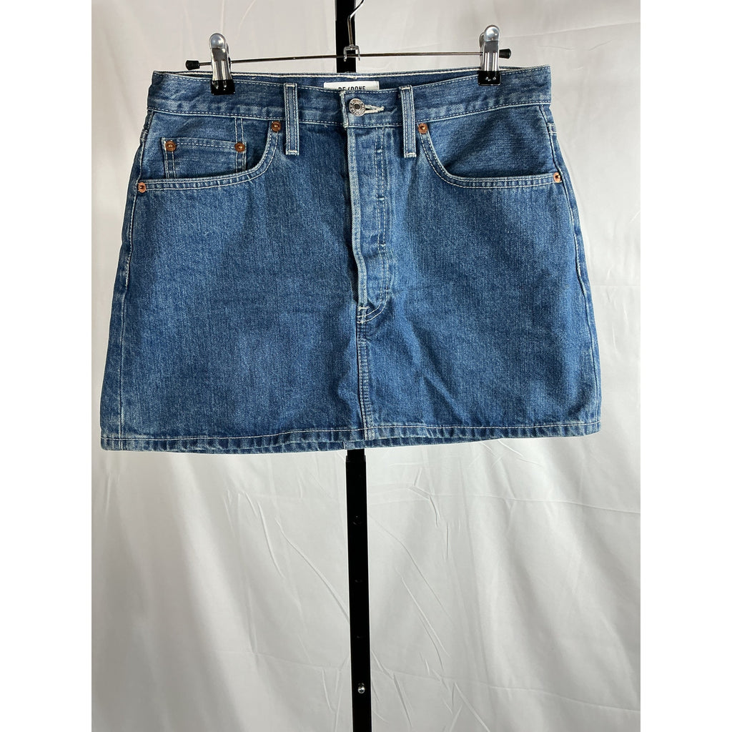 Re/Done Originasl 90S Blue Cotton Mini Skirt Size 28