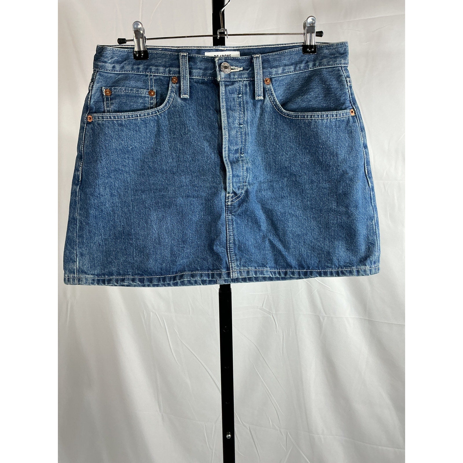 Re/Done Originasl 90S Blue Cotton Mini Skirt Size 28